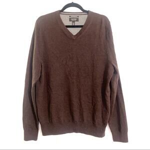 Nordstrom V Neck Merino Wool Brown Sweater L
